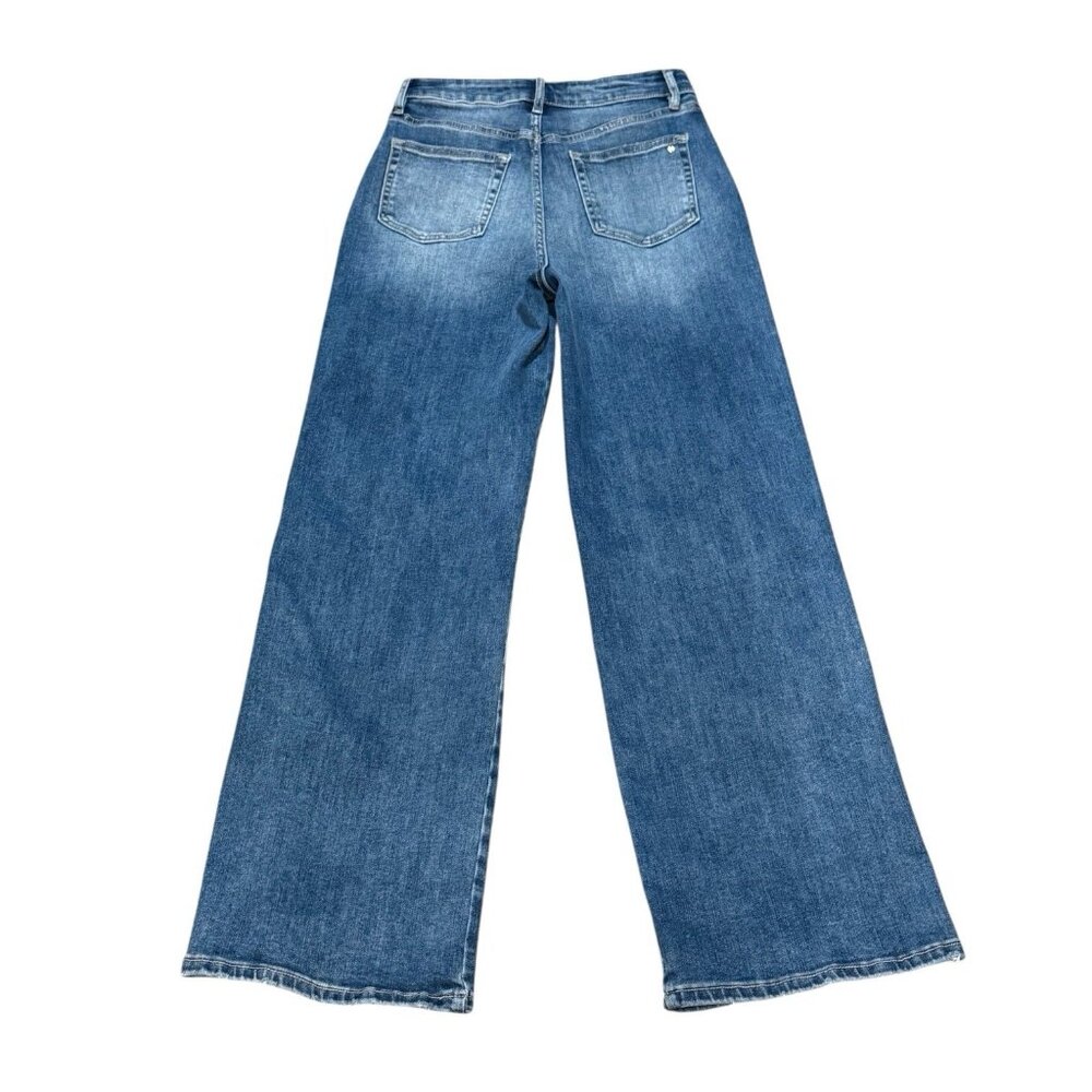 Mica Denim Wide Leg Womens Sz 27 High Rise Hidden Button Fly Medium Wash Jeans - Picture 3 of 15